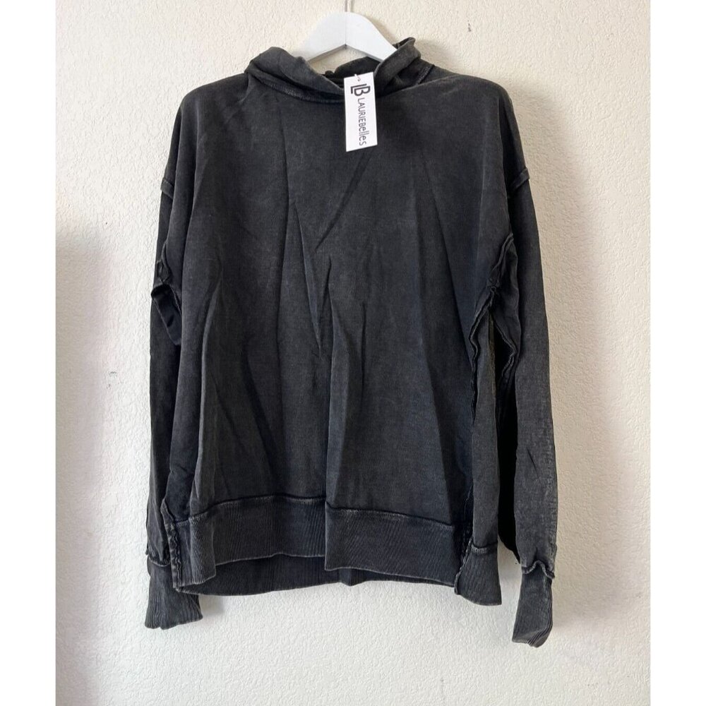 Chelsea DeBoer by Lily & Lottie Womens Washed Black Sweatshirt XL/2XL Cozy New
